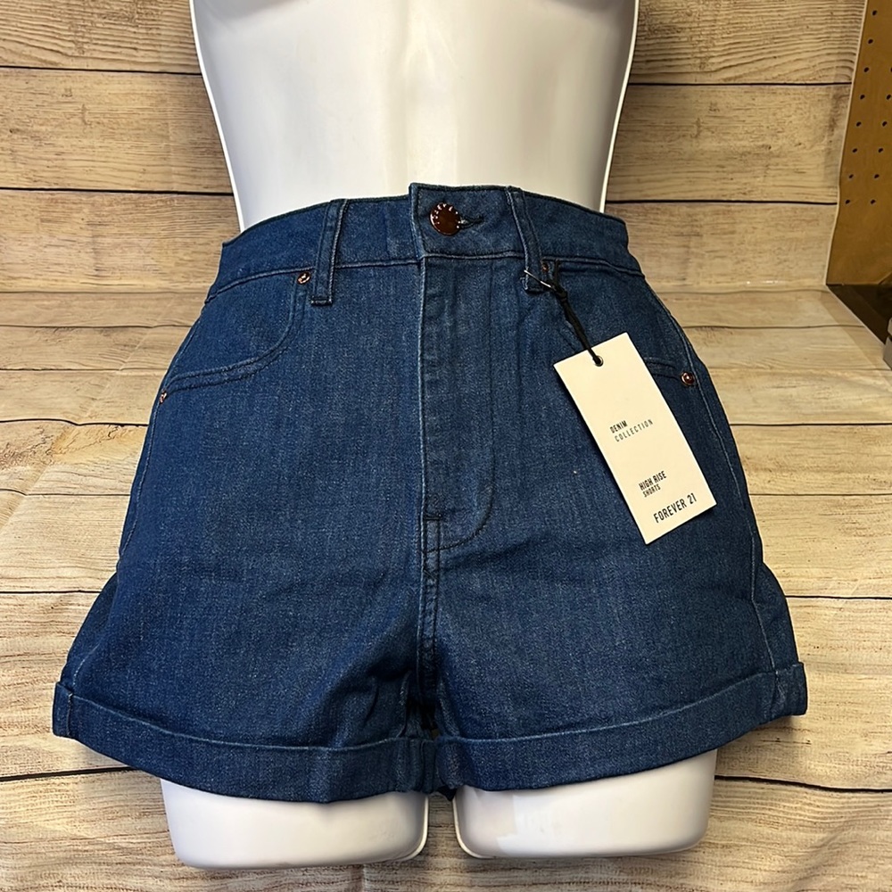 Dark Denim High Rise Shorts (Smoker)